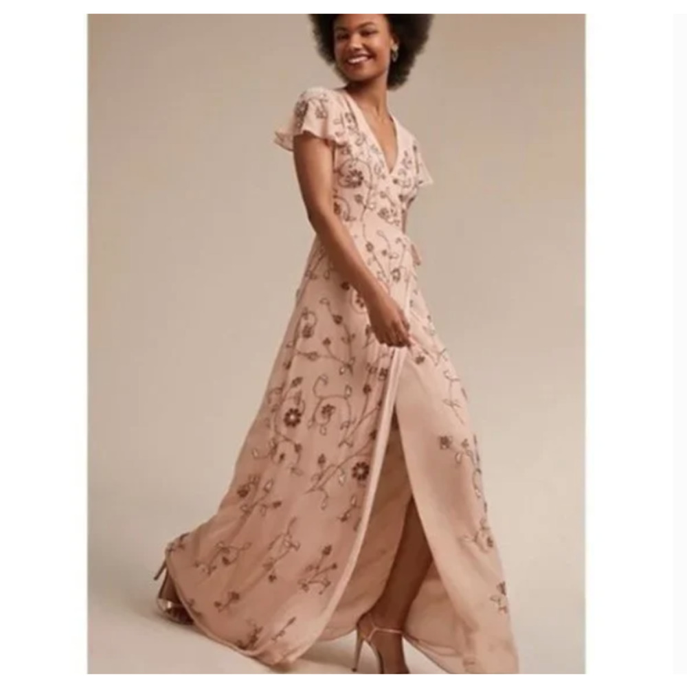 Anthropologie BHLDN Plymouth Wrap Dress Blush NEW